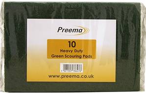 **** PREEMA H Duty Green Scourer Pads 6x9