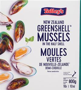 ++++ TALLEY'S Half Shell Mussels 800g